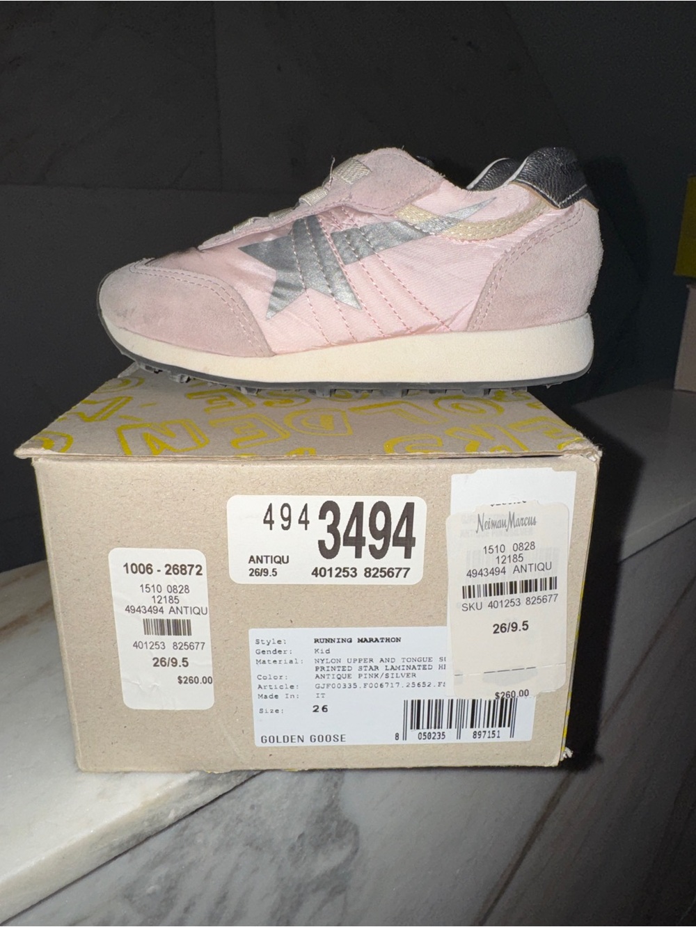 Golden Goose Light Pink and Silver Star Runner